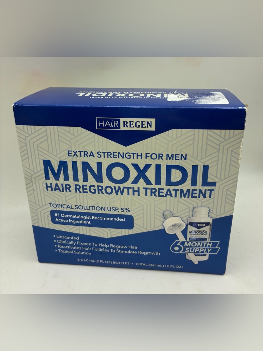 Hair Regen Minoxidil 5% Extra Strength Men Hair Regrowth 6 Month Supply 6x2oz